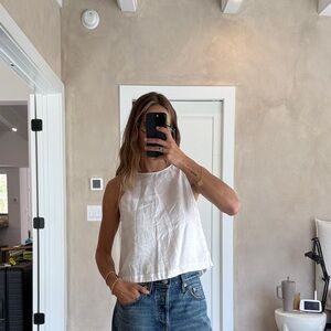 Quince 100% European Linen Cropped Tank